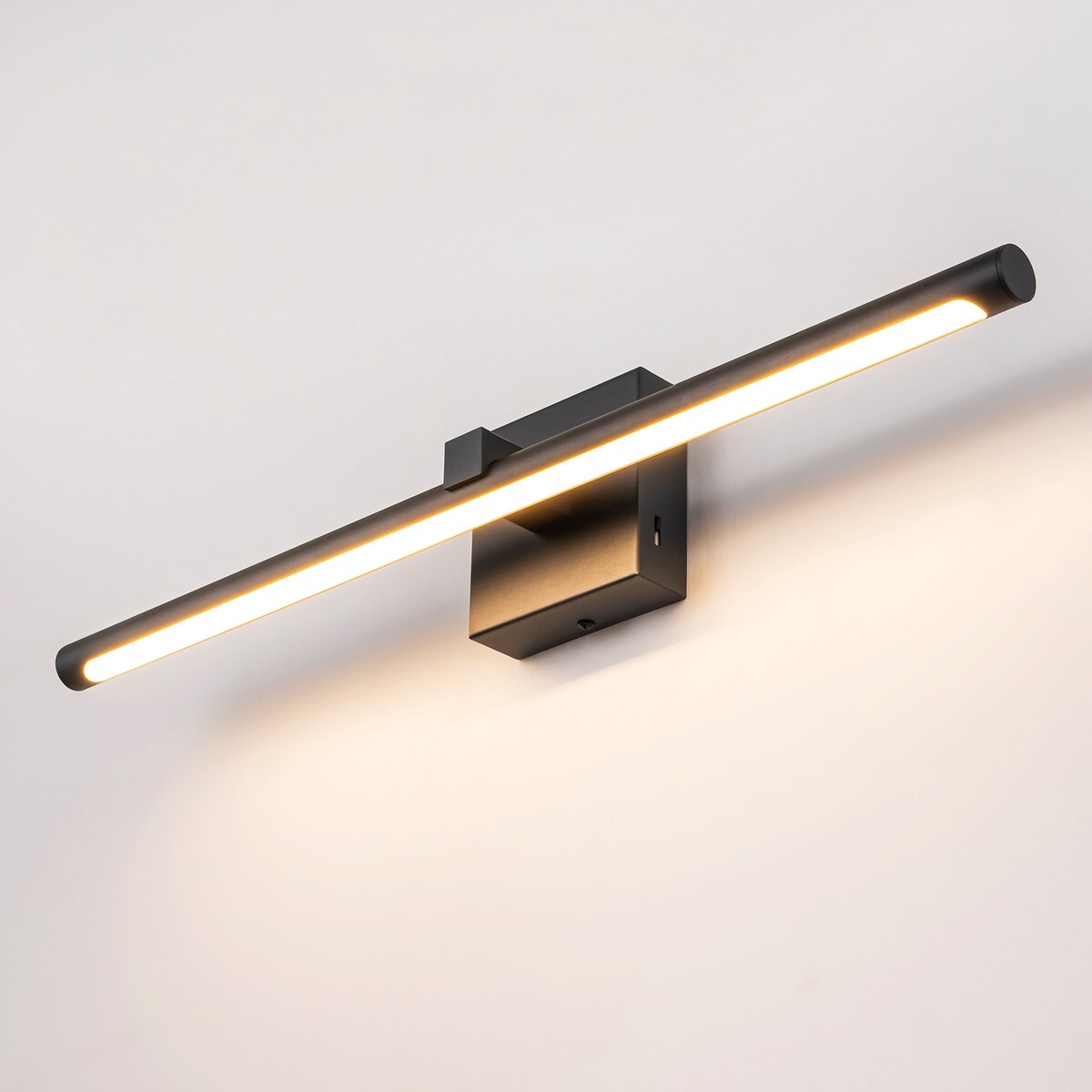 1-Light Modern Black Aluminum Linear Wall Light Strip Dimmable Integrated LED Bathroom Vanity Light