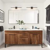 1-Light Modern Black Aluminum Linear Wall Light Strip Dimmable Integrated LED Bathroom Vanity Light