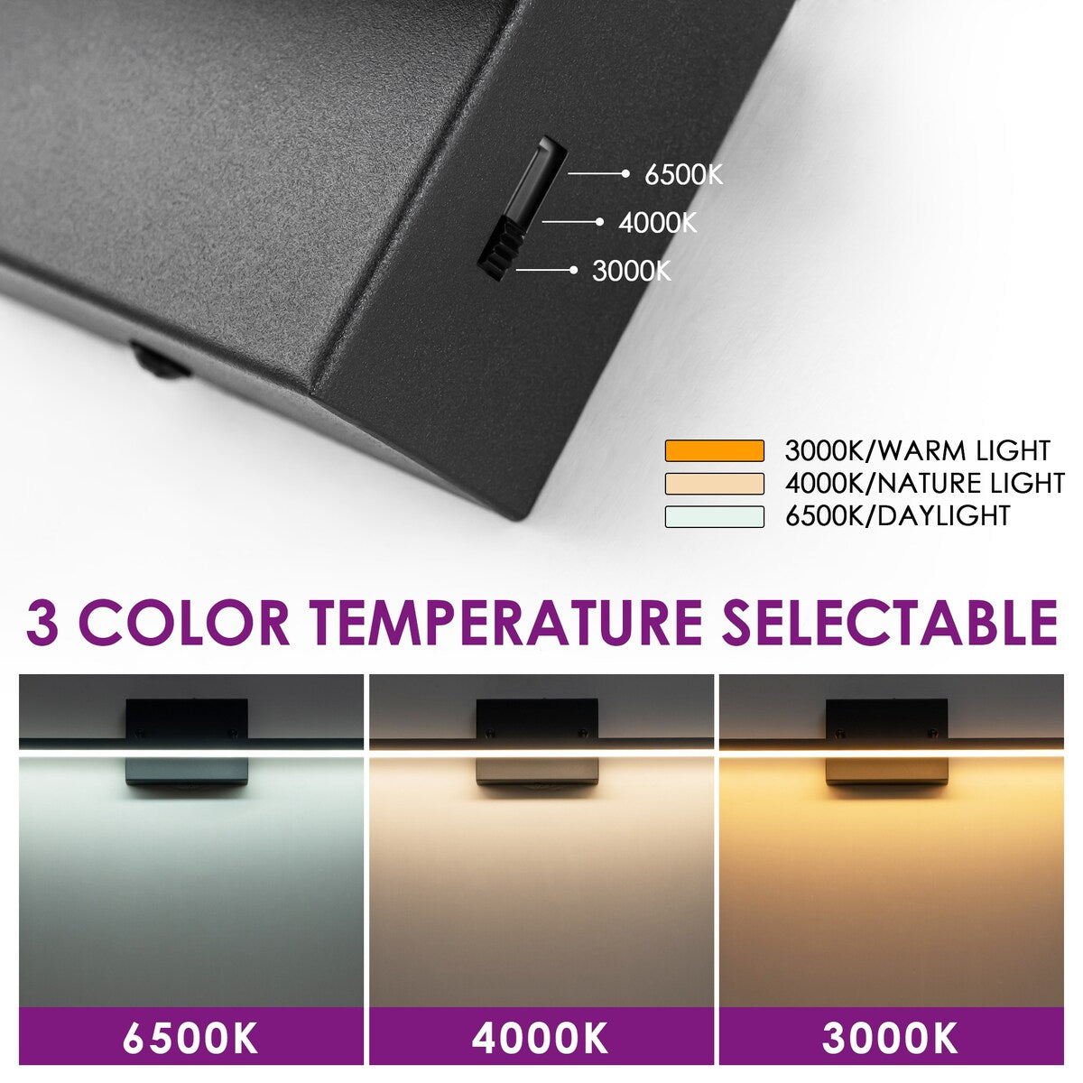 1-Light Modern Black Aluminum Linear Wall Light Strip Dimmable Integrated LED Bathroom Vanity Light