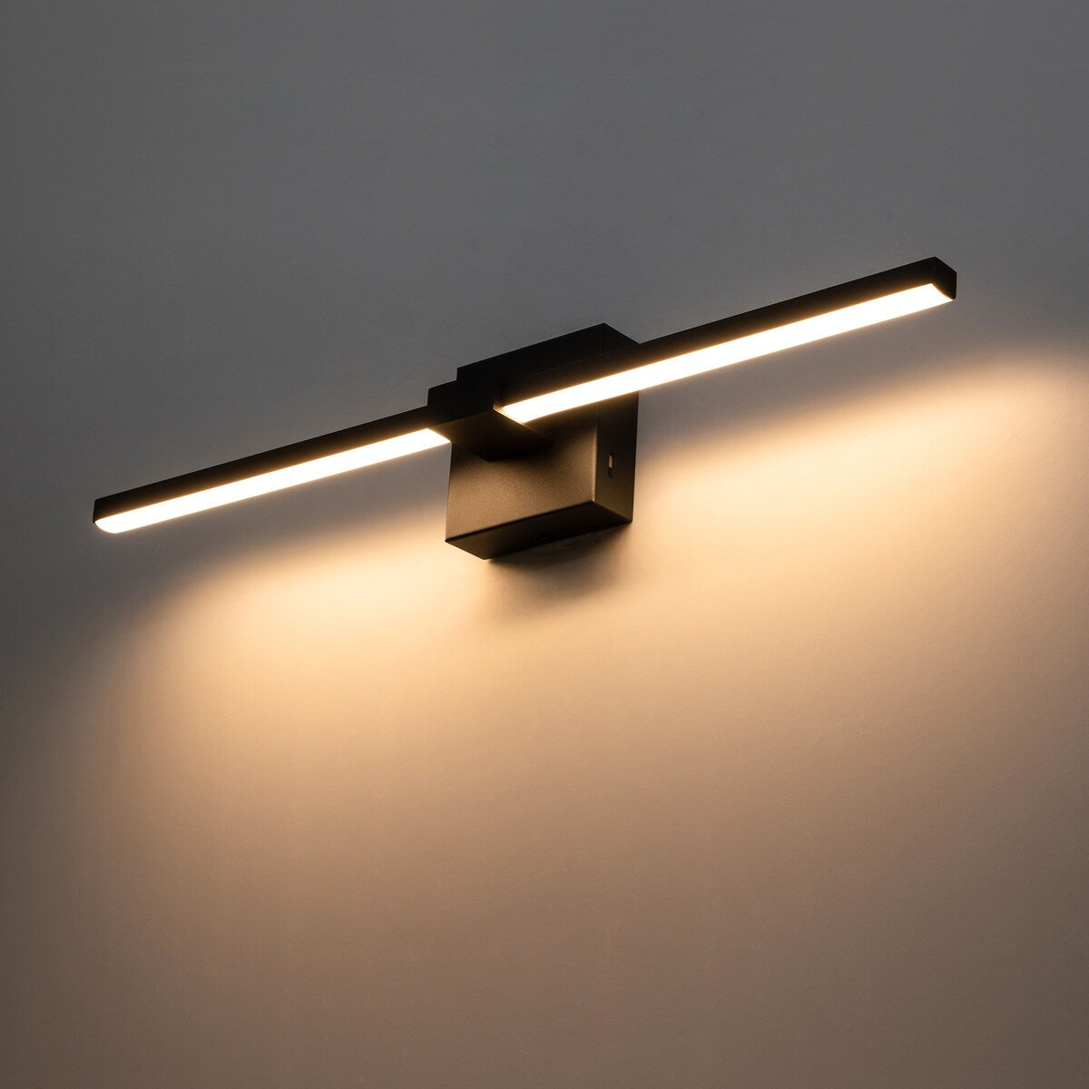 1-Light Modern Black Aluminum Linear Wall Light Strip Dimmable Integrated LED Bathroom Vanity Light
