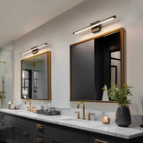 1-Light Modern Black Aluminum Linear Wall Light Strip Dimmable Integrated LED Bathroom Vanity Light