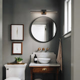 1-Light Modern Black Aluminum Linear Wall Light Strip Dimmable Integrated LED Bathroom Vanity Light