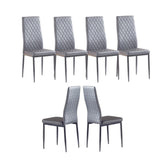 Modern Minimalist Dining Chair Conference Chair with Fireproof Leather and Diamond Grid Pattern, Set of 6