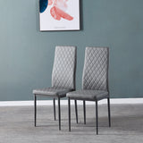 Modern Minimalist Dining Chair Conference Chair with Fireproof Leather and Diamond Grid Pattern, Set of 6