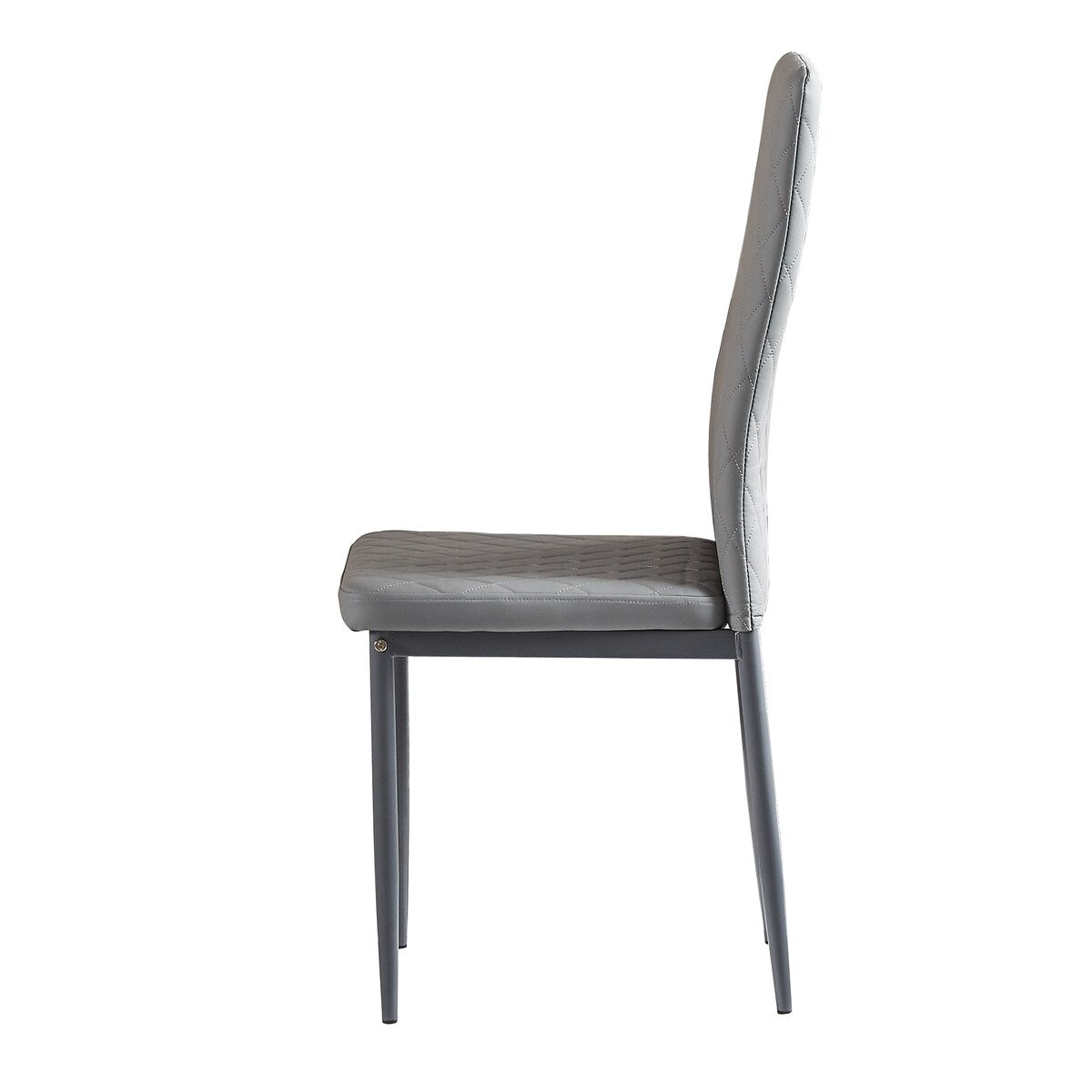 Modern Minimalist Dining Chair Conference Chair with Fireproof Leather and Diamond Grid Pattern, Set of 6