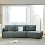 Modern Modular Real Leather Sectional Sofa Couch Button Tufted Seat Cushion for Living room, Apartment & Office, Beige