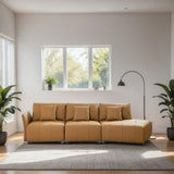 Modern Modular Real Leather Sectional Sofa Couch Button Tufted Seat Cushion for Living room, Apartment & Office, Beige