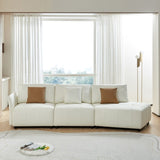 Modern Modular Real Leather Sectional Sofa Couch Button Tufted Seat Cushion for Living room, Apartment & Office, Beige