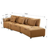 Modern Modular Real Leather Sectional Sofa Couch Button Tufted Seat Cushion for Living room, Apartment & Office, Beige