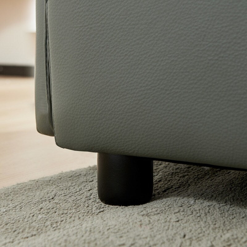 Modern Modular Real Leather Sectional Sofa Couch Button Tufted Seat Cushion for Living room, Apartment & Office, Beige