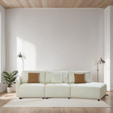 Modern Modular Real Leather Sectional Sofa Couch Button Tufted Seat Cushion for Living room, Apartment & Office, Beige