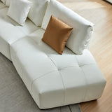 Modern Modular Real Leather Sectional Sofa Couch Button Tufted Seat Cushion for Living room, Apartment & Office, Beige
