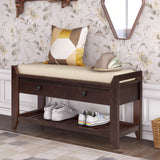 Modern Multipurpose Entryway Storage Bench With Upholstered Seat and Drawers