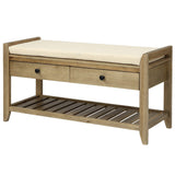 Modern Multipurpose Entryway Storage Bench With Upholstered Seat and Drawers