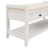 Modern Multipurpose Entryway Storage Bench With Upholstered Seat and Drawers