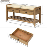 Modern Multipurpose Entryway Storage Bench With Upholstered Seat and Drawers
