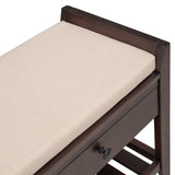 Modern Multipurpose Entryway Storage Bench With Upholstered Seat and Drawers