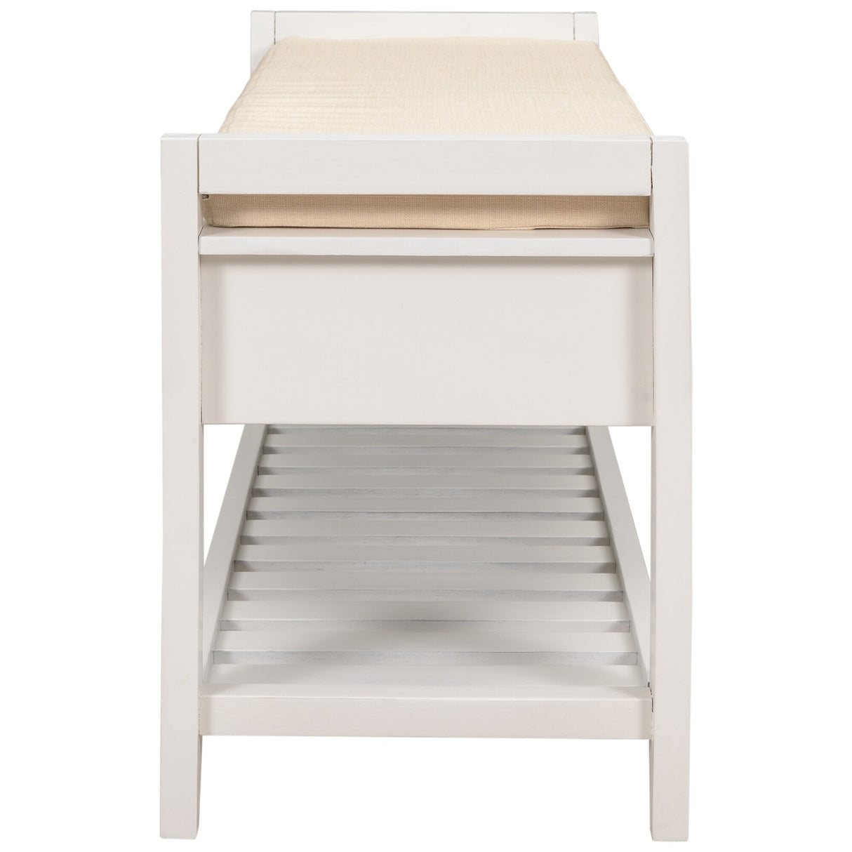 Modern Multipurpose Entryway Storage Bench With Upholstered Seat and Drawers