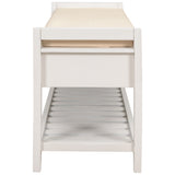 Modern Multipurpose Entryway Storage Bench With Upholstered Seat and Drawers