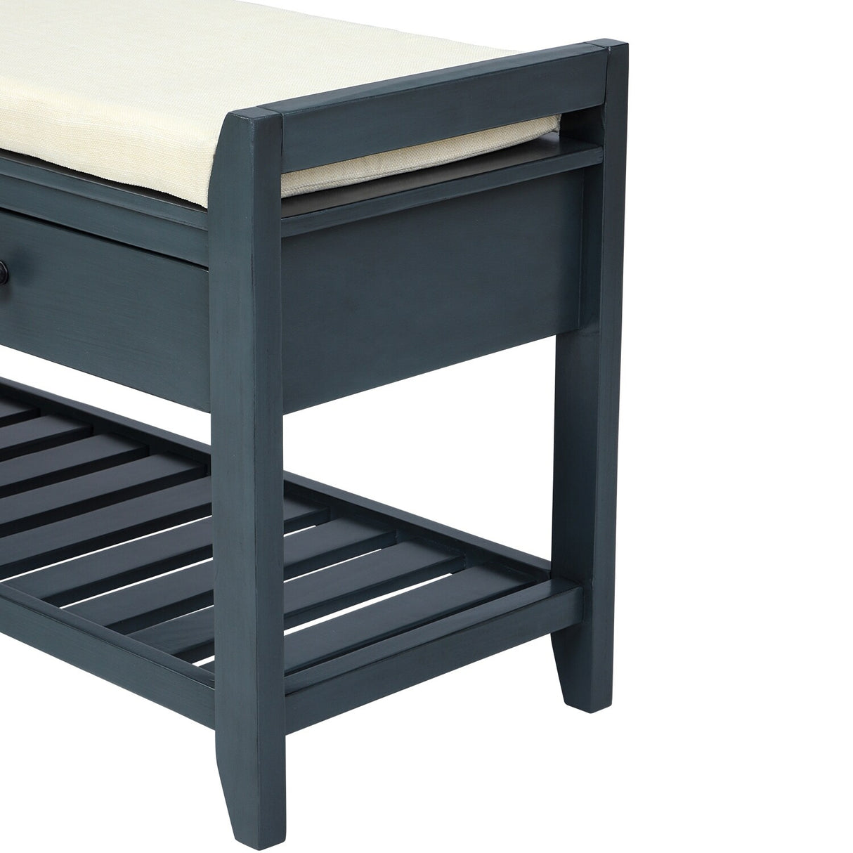 Modern Multipurpose Entryway Storage Bench With Upholstered Seat and Drawers