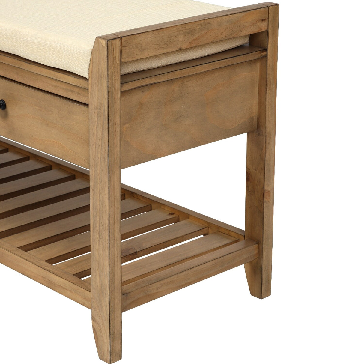 Modern Multipurpose Entryway Storage Bench With Upholstered Seat and Drawers