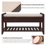 Modern Multipurpose Entryway Storage Bench With Upholstered Seat and Drawers