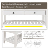 Modern Multipurpose Entryway Storage Bench With Upholstered Seat and Drawers