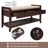 Modern Multipurpose Entryway Storage Bench With Upholstered Seat and Drawers