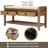Modern Multipurpose Entryway Storage Bench With Upholstered Seat and Drawers