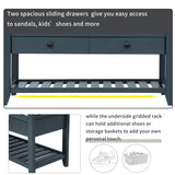 Modern Multipurpose Entryway Storage Bench With Upholstered Seat and Drawers