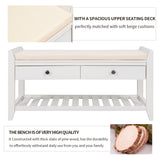 Modern Multipurpose Entryway Storage Bench With Upholstered Seat and Drawers