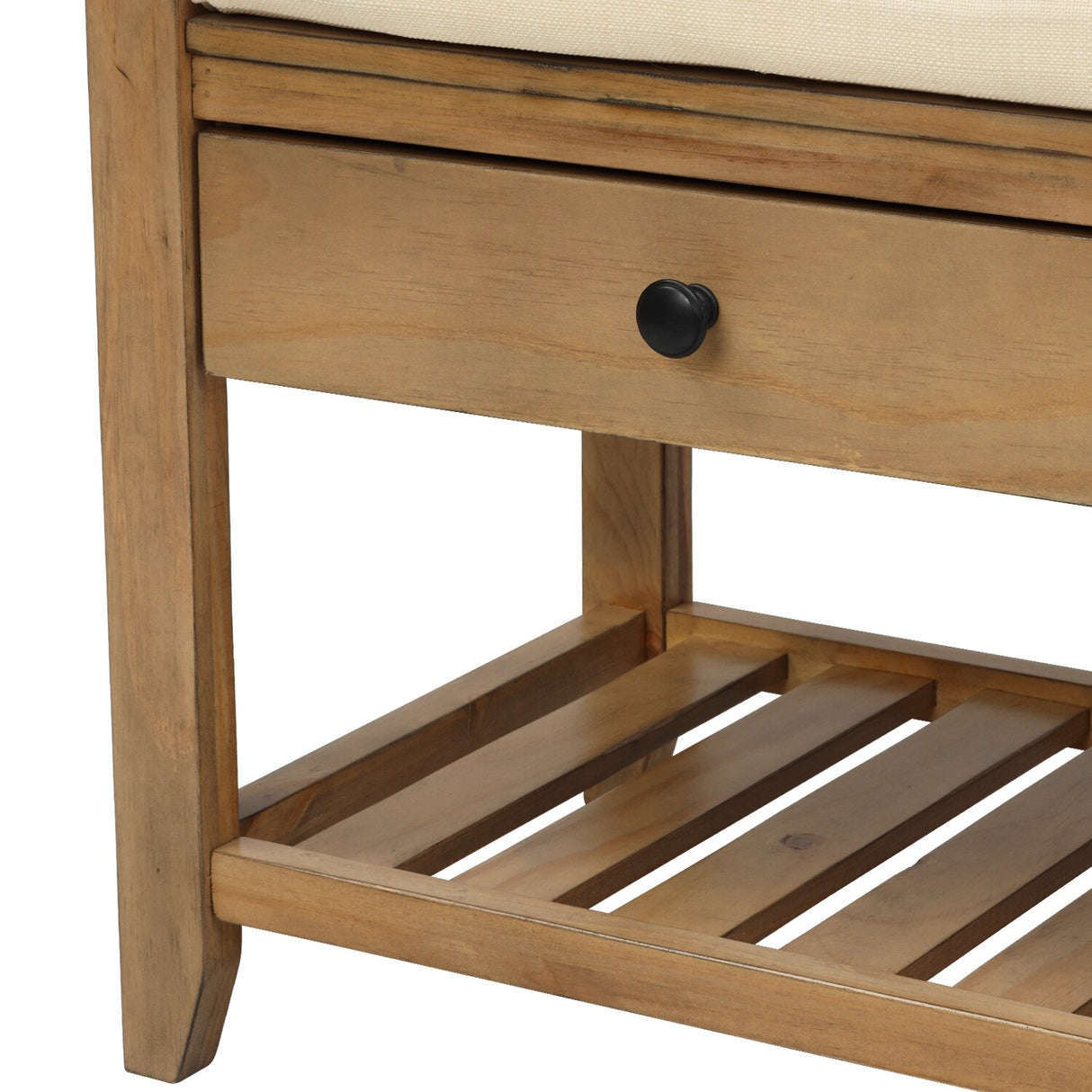 Modern Multipurpose Entryway Storage Bench With Upholstered Seat and Drawers