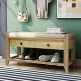 Modern Multipurpose Entryway Storage Bench With Upholstered Seat and Drawers