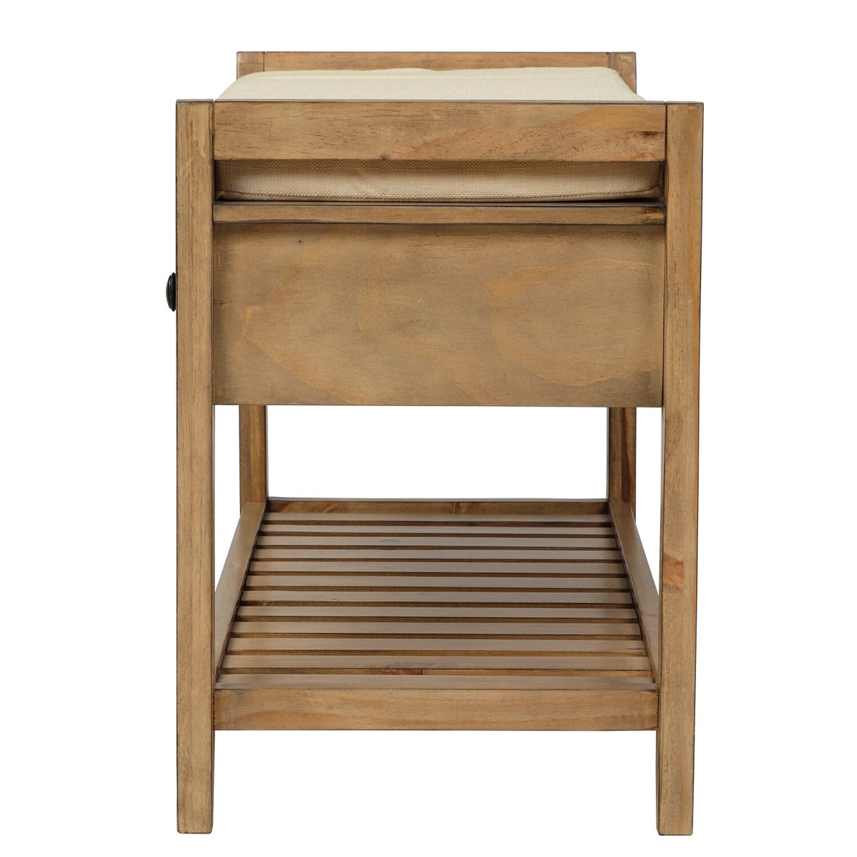 Modern Multipurpose Entryway Storage Bench With Upholstered Seat and Drawers