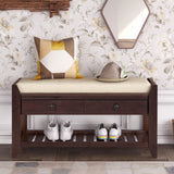Modern Multipurpose Entryway Storage Bench With Upholstered Seat and Drawers