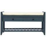 Modern Multipurpose Entryway Storage Bench With Upholstered Seat and Drawers