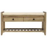 Modern Multipurpose Entryway Storage Bench With Upholstered Seat and Drawers