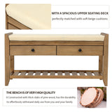 Modern Multipurpose Entryway Storage Bench With Upholstered Seat and Drawers