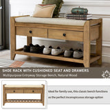 Modern Multipurpose Entryway Storage Bench With Upholstered Seat and Drawers