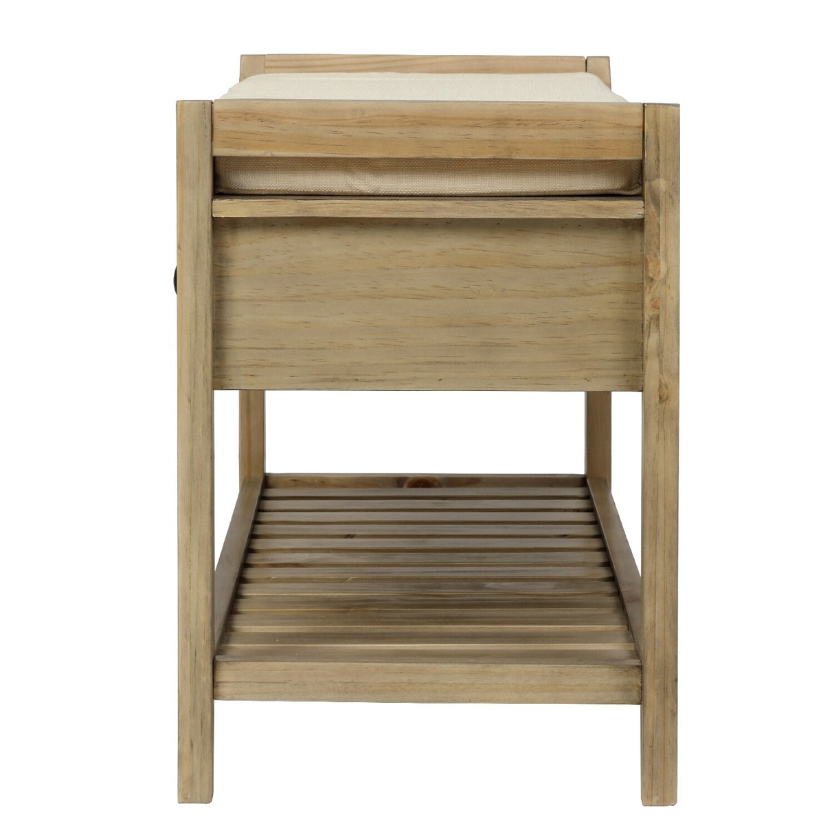 Modern Multipurpose Entryway Storage Bench With Upholstered Seat and Drawers