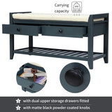 Modern Multipurpose Entryway Storage Bench With Upholstered Seat and Drawers