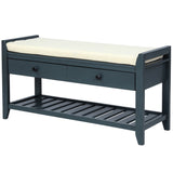 Modern Multipurpose Entryway Storage Bench With Upholstered Seat and Drawers