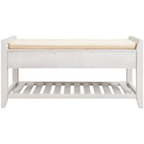 Modern Multipurpose Entryway Storage Bench With Upholstered Seat and Drawers