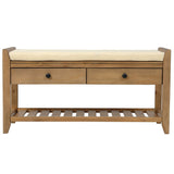 Modern Multipurpose Entryway Storage Bench With Upholstered Seat and Drawers