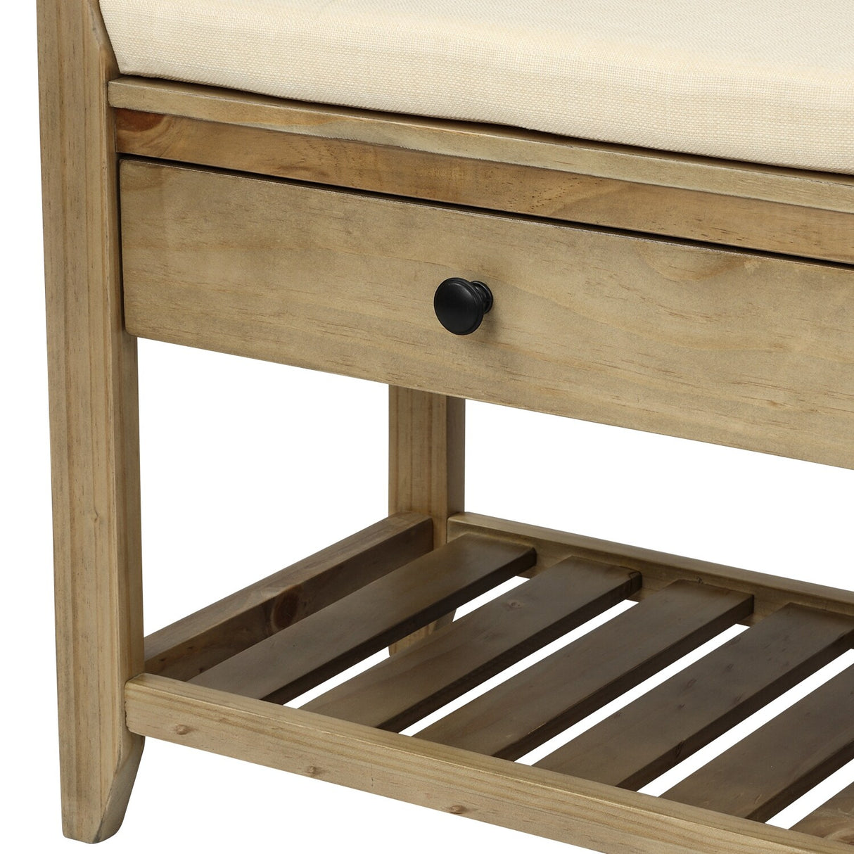 Modern Multipurpose Entryway Storage Bench With Upholstered Seat and Drawers