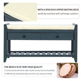 Modern Multipurpose Entryway Storage Bench With Upholstered Seat and Drawers