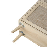 Modern Natural Rattan Shoe Rack Storage Cabinet for Entryway