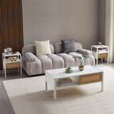 Modern Natural Rattan Wooden Nightstand/End Table/Side Table with Drawer(Set of 2)
