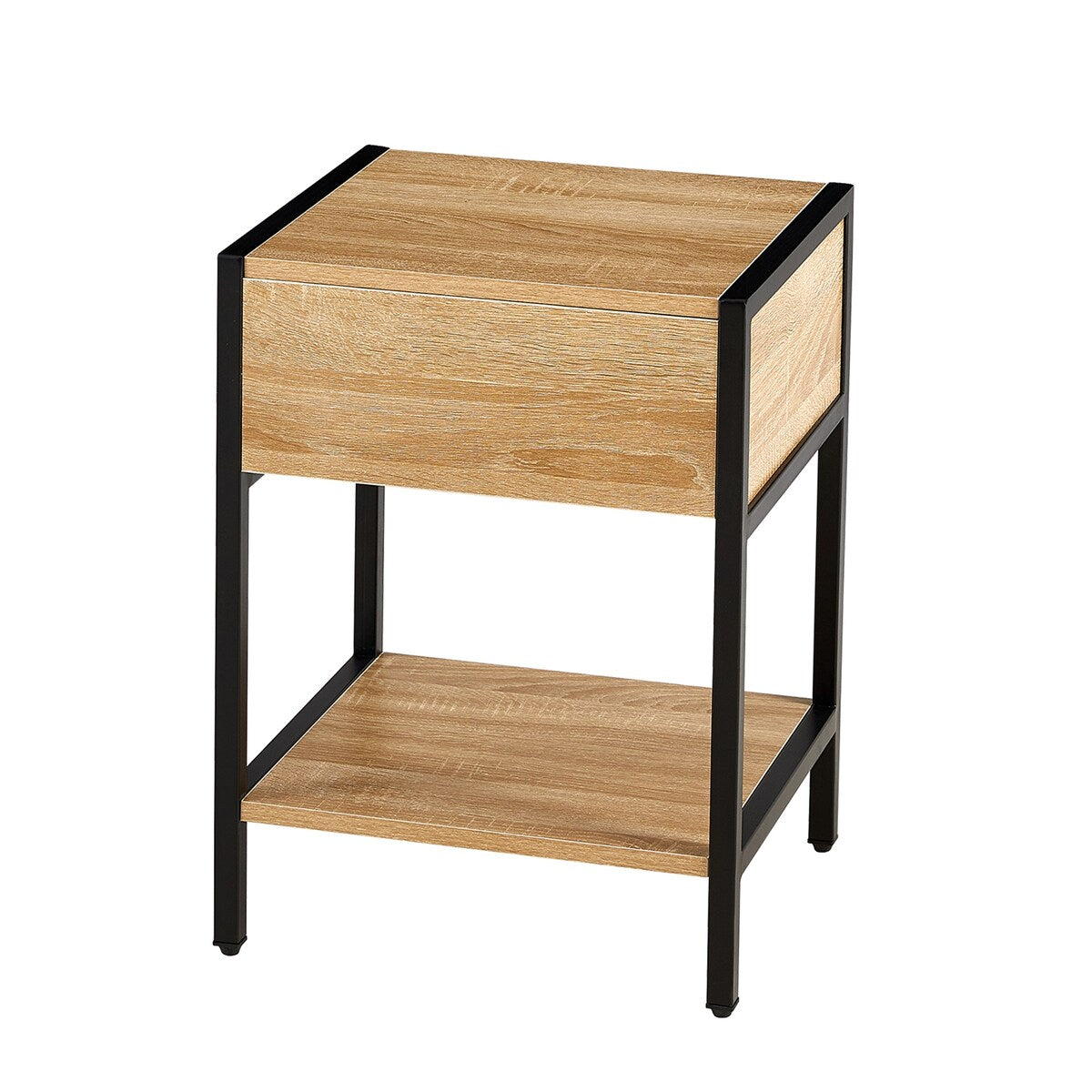 Modern Natural Rattan Wooden Nightstand/End Table/Side Table with Drawer(Set of 2)