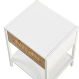 Modern Natural Rattan Wooden Nightstand/End Table/Side Table with Drawer(Set of 2)